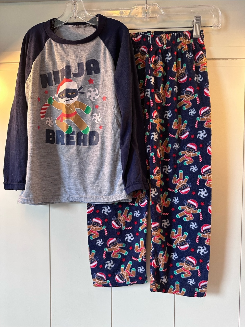 Ninja Bread Holiday Pajama Set - Navy & Gray